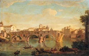 Rome, A View Of The Ponte Rotto With The Basilica Of Saint Peter's In The Distance