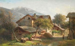 Village En Montagnes by Francois Diday