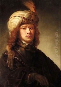 A Portrait Of A Man, Bust Length, Wearing A Turban And A Chain Of Office Over A Brown Cloak