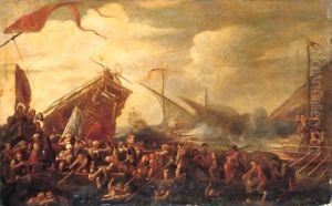 A Naval Battle Between Turks And Christians by Cornelis de Wael