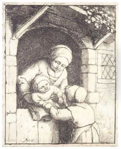 Mother With Two Children by Adriaen Jansz. Van Ostade