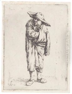 Peasant With His Hand In His Cloak by Adriaen Jansz. Van Ostade