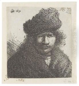 Self Portrait In A Slant Fur Cap Bust by Harmenszoon van Rijn Rembrandt