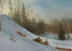 Tobogganing by Albert Bierstadt