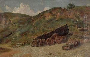 Study Of Boat And Lobster Pots, West Lulworth by Jasper Francis Cropsey