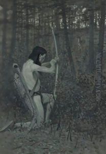 Then, Upon One Knee Uprising, Hiawatha Aimed An Arrow by Frederic Remington