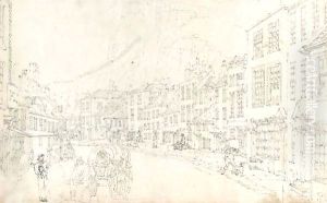 Figures On A Street In Dover by Thomas Girtin