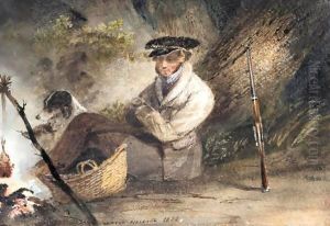 A Hunter With His Dogs by Newton Fielding