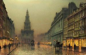 Evening On the Strand Looking Towards St Mary'S, London by John Atkinson Grimshaw