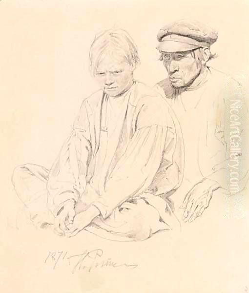 Study Of Peasant Boy And Man - view 1