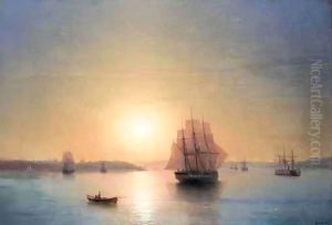 Ship Moored Off The Coast, Constantinople