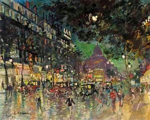 View Of The Boulevard Haussman, Paris by Konstantin Alexeievitch Korovin