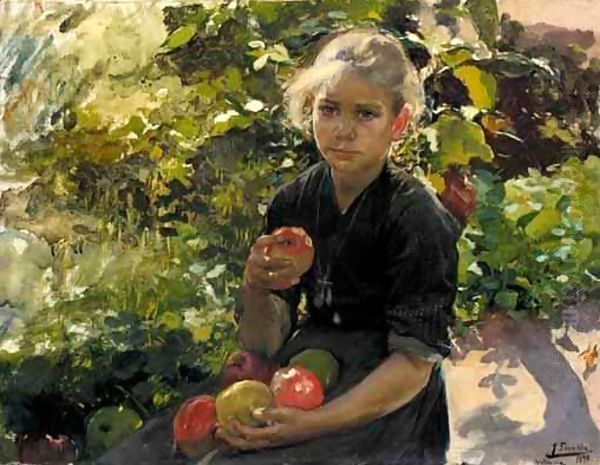 Nina Comiendo Manzanas (Young Girl Eating Apples) - view 1