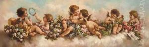 Putti Disporting In The Clouds by Charles Augustus Henry Lutyens