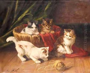 Kittens Playing by Alphonse de Neuville