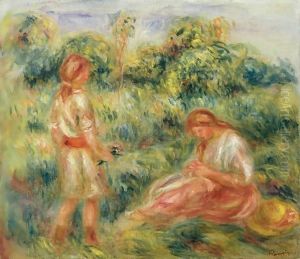 Deux Jeunes Femmes Dans Un Paysage by Pierre Auguste Renoir
