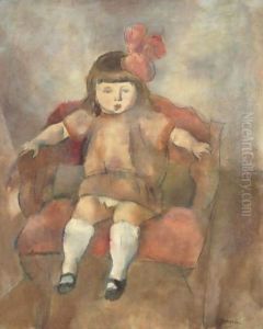 Fillette Assise Dans Un Fauteuil by Jules Pascin
