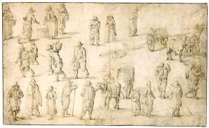 Sheet Of Studies Of Peasants, Horses And Carts