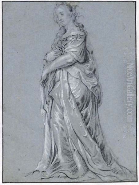 Full-Length Study Of An Elegantly Dressed Young Lady - view 1