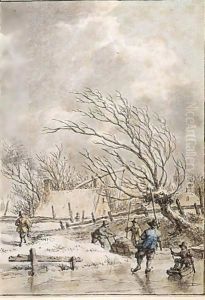 Winter Landscape With Skaters by Jacob Cats