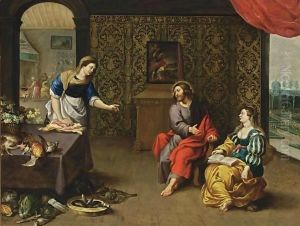 Christ In The House Of Martha And Mary by Erasmus II Quellin (Quellinus)
