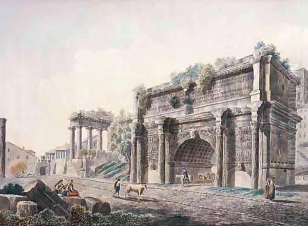 Rome, A View Of The Forum, With The Arch Of Septimus Severus - view 1