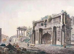 Rome, A View Of The Forum, With The Arch Of Septimus Severus by Franz Kaisermann