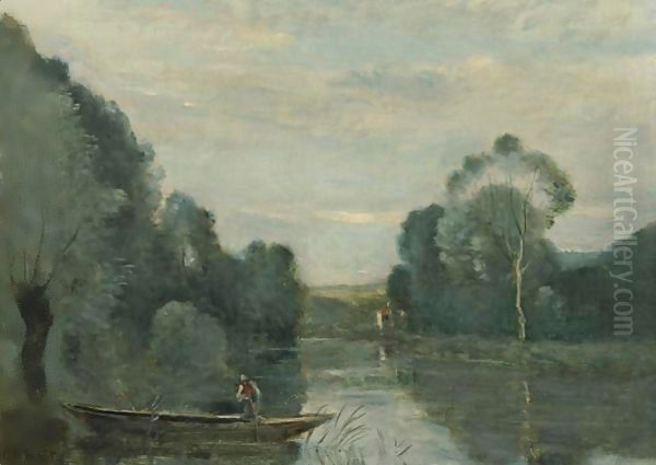Grez-Sur-Loing, Pecheur En Barque, Le Matin - view 1