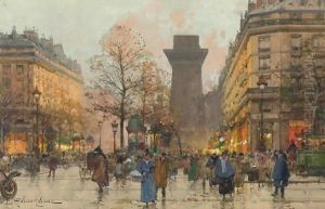 Les Grands Boulevards A Paris by Eugene Galien-Laloue