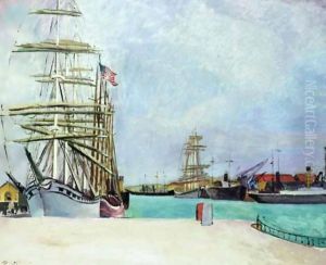 Bateaux Au Port by Jean Hippolyte Marchand