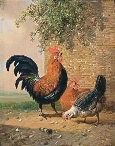 Poultry In A Landscape by Albertus Verhoesen