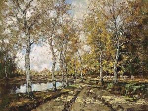 Sheep In A Sunny Autumn Landscape by Arnold Marc Gorter