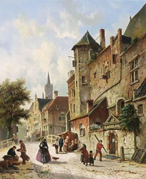 Villagers In The Streets Of A Dutch Town 3 - view 1