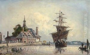 A View Of The Hoofdpoort, Rotterdam by Johan Barthold Jongkind