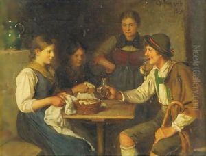 At The Pub by Franz Von Defregger