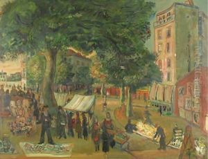 The Market, Place D'Alleray, Paris by Abraham Mintchine