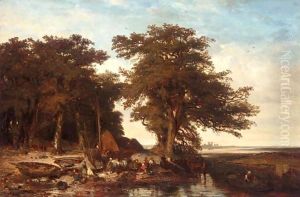 Lake Landscape With Figures