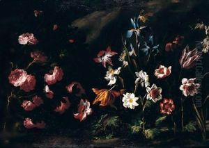 A Landscape With Tulips, Irises, Narcissi And Roses by Juan De Arellano