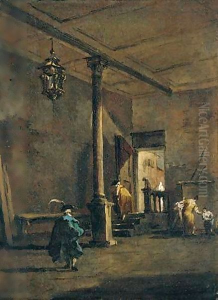 An Architectural Capriccio With Figures Before An Open Door - view 1