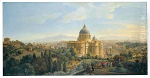 Rome, A View Of The Apse Of Saint Peter's Basilica Looking East by Caspar Andriaans Van Wittel