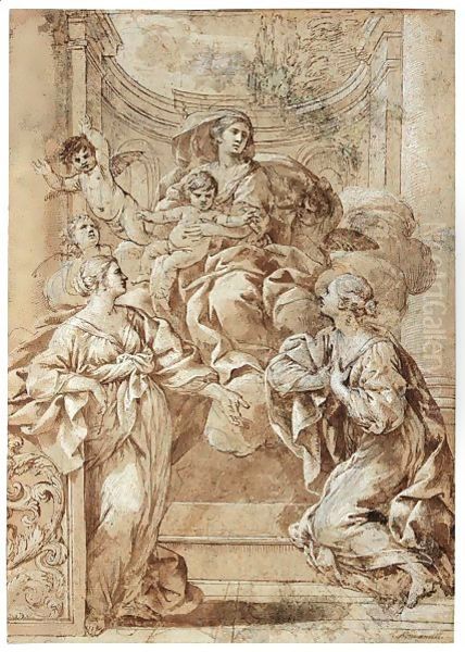 The Madonna And Child In Glory Appearing To Two Knelling Female Saints - view 1