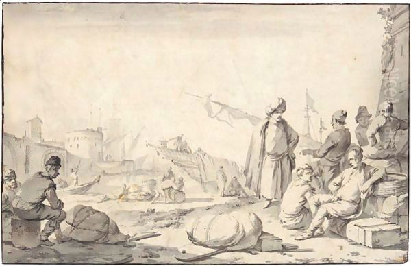 Orientals And Seamen On A Mediterranean Quay - view 1