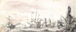 Capriccio View Of A Mediterranean Port by Bonaventura, the Elder Peeters