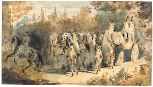 Queen Victoria's Carriage In A Park by Constantin Guys