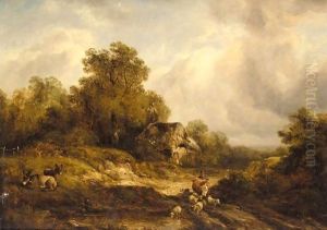 Droving Cattle And Sheep by Richard Hilder