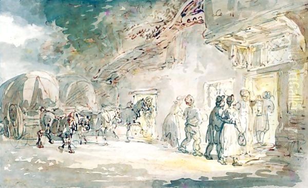 Travellers Outside An Inn - view 1
