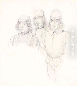Study Of Three Man In Renaissance Dress by Richard Parkes Bonington