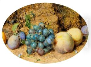 Still Life With Nectarines, Plums, Grapes And Forget-Me-Nots On A Mossy Bank Still Life With Nectarines, Plums, Grapes And Forget-Me-Nots On A Mossy Bank