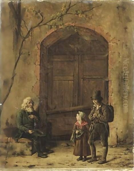 Deux Enfants Passant Devant Un Vieillard - view 1