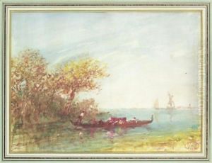 Gondolier Au Large De Venise